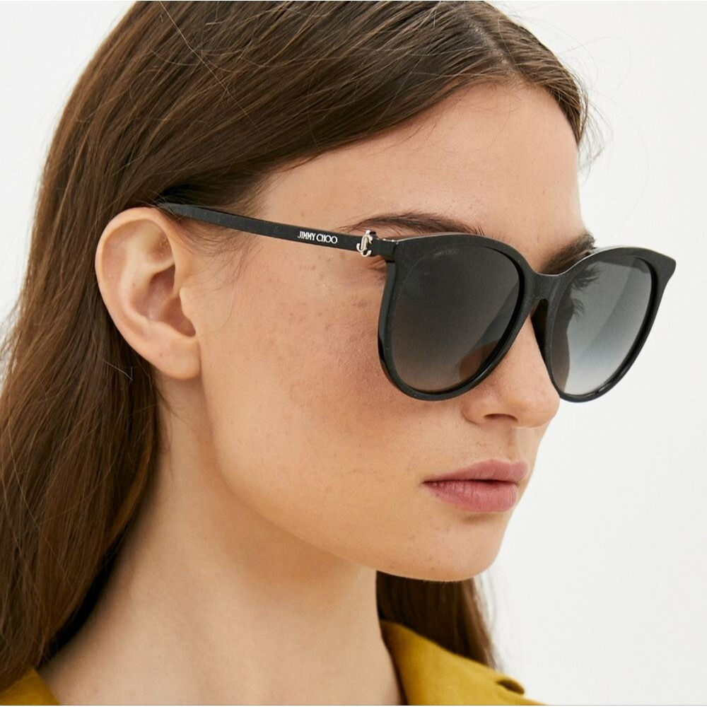 Jimmy Choo Black Glitter Silver Sunglasses 57-18-145 - Picture 2 of 5